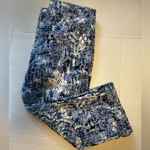 Nine West Blue and White Christie Capri Pants Sz 16